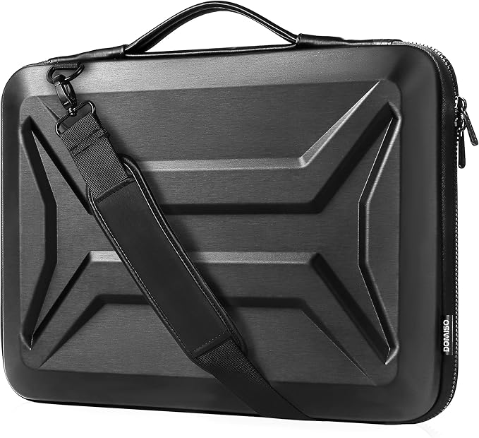 DOMISO 17-17.3 Inch Laptop Hard Case with Strap, Waterproof Shockproof Hard Shell Protective Laptop Sleeve with Handle for Dell XPS 17/Lenovo IdeaPad/Acer Aspire/HP Envy 17/LG gram 17, Black