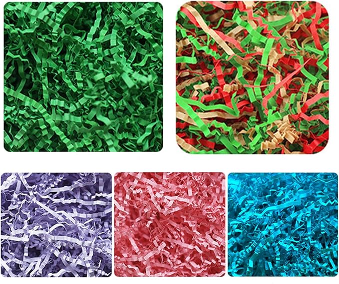 Ankelesz 50g Easter Raffia Grass Paper Shred for Gift Wrapping Basket and Gift Box Filling，Crinkle Cut Paper for Wrapping (Mixed)