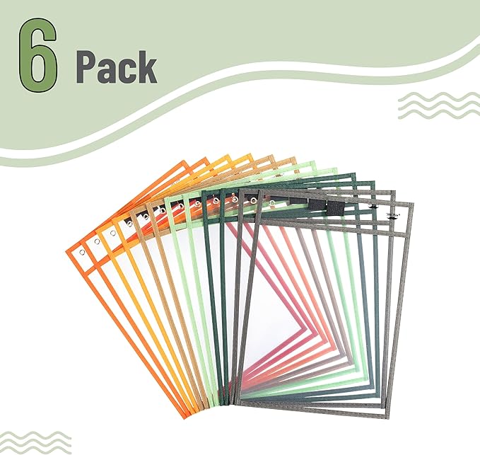 Mr. Pen- Reusable Dry Erase Pocket Sleeves, 10" x 14", 12 Pack, Autumn Color, Clear Plastic Paper Sleeves, Ticket Holders, Clear Plastic Sheet Protectors, Teacher, School, Classroom Supplies