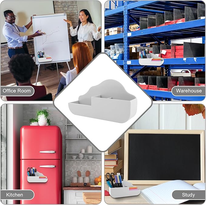KITANIS Cloud Style 3 Compartment Magnetic Dry Erase Marker Holder, Pen Pencil Organizer for Refrigerator, Whiteboard, Locker Accessories