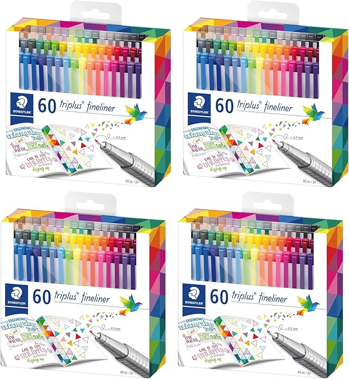 STAEDTLER 4 Pack - Fineliner triplus 60 (4 sets of 60 pcs), 240 Count