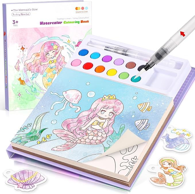 Accevo Paint with Water Coloring Books for Kids, Watercolor Painting Sets for Kids Ages 3-5 4-8, Arts and Crafts Drawing Activities Toy Birthday Gift for Boys Girls