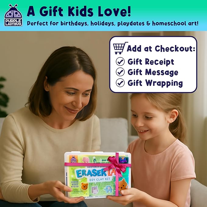 DIY Clay Cute Mini Eraser Kit for Kids - Birthday Gifts for 4 5 6 7 8 9 10 11 12 Girls & Boys - Students Desk Pet Animals Make Your Own Erasers Kit, Arts and Crafts for Kids Ages 8-12 4-8
