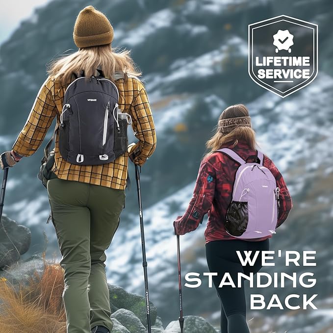 VPBAGE 15L Water-resistant Hiking Daypack, Small Backpack Travel Outdoor, Lightweight Packable Day Pack Carry On for Women Men Adults