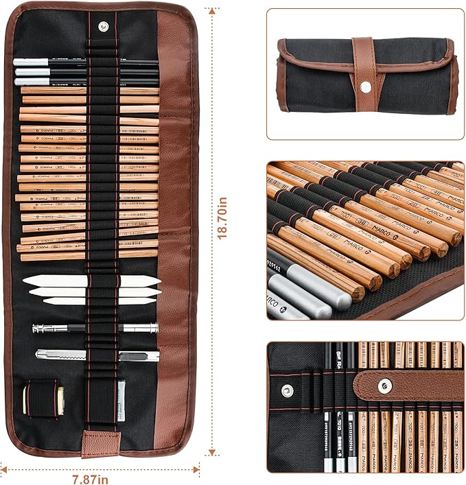 YunQiDeer Drawing Pencils, Art Supplies Sketch Pencils Kit for Kids Adults, Professional Charcoal Sketching Graphite Art Pencils Set