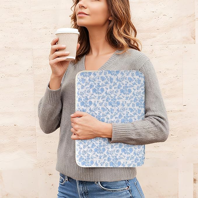 Puffy Laptop Sleeve 13 Inch Cute Quilted Laptop Protective Case Padded Floral Computer Sleeve for MacBook (B-Blue, 13 Inch)
