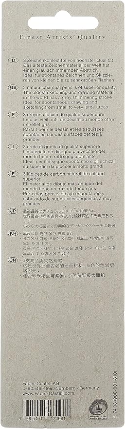 Faber-Castell Pitt Natural Willow Charcoal Pencil Set Set of 3