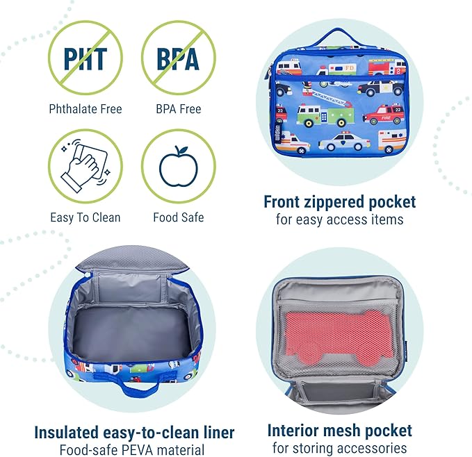 Wildkin Kids Insulated Lunch Box, Keeps Food Hot or Cold, BPA-Free with Mesh Pockets & Easy-Clean Lining – Ideal for School, Travel & Daycare – Heroes