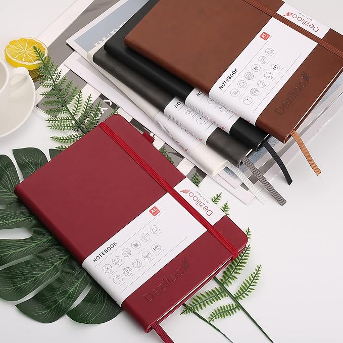 Lined Journal Notebooks with Pen Loop, Hardcover Notebook Journal for Work, 100Gsm Premium Thick Paper with Inner Pocket, Medium 5.7"x8.4", （Red, Ruled）