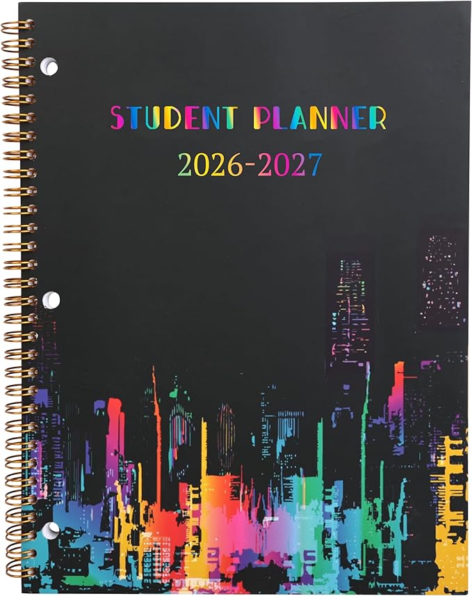Student Planner 2026-2027 Monthly & Weekly School Planner 2026-2027 Student Planners Academic Year for Middle and High School, Aug 2026 - Jun 2027, 8.2" x 10.7", Academic Planners with Stickers & 3-Hole Punched - Multi
