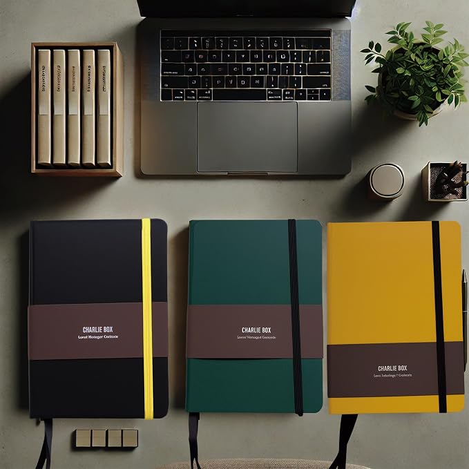 A5 Dotted Notebook - Leather Hardcover, 192 Pages Thick Paper, Elastic Band & Inner Pocket for Creative Planning, Sketching, & Daily Notes(Green)
