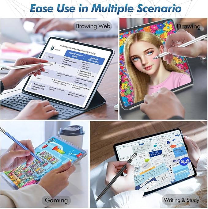 Stylus Pen for Touchscreen, 3-in-1 Rubber Disc Stylus, High Sensitivity and Precision, Universal Stylus Pen Compatible for Ipad,iPhone Android Kindle All Capacitive Tablets