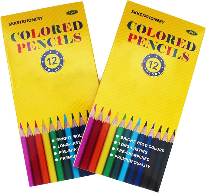 SKKSTATIONERY 144Pcs Colored Pencils, Pre-sharpened, coloring pencils Bulk Back to School Supplies For Teachers 12 Colors, 12pcs/box, Total: 144Pcs.