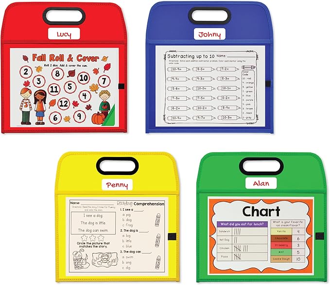 C-Line Portable Dry-Erase Pockets - Study Aid, Assorted Primary Colors, 10 x 13, 1/EA