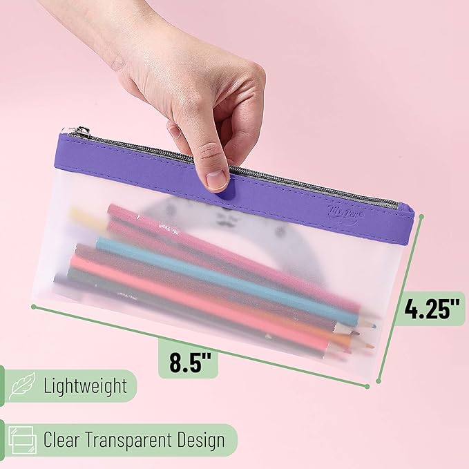 Mr. Pen- Clear Pencil Pouch, 8.50"x4.25", 6 Pack, Durable TPU Material, Medium Water-Resistant Pencil Bags with Smooth Zipper, Multipurpose Clear Pouch for Stationery, School, Office, Travel Supplies