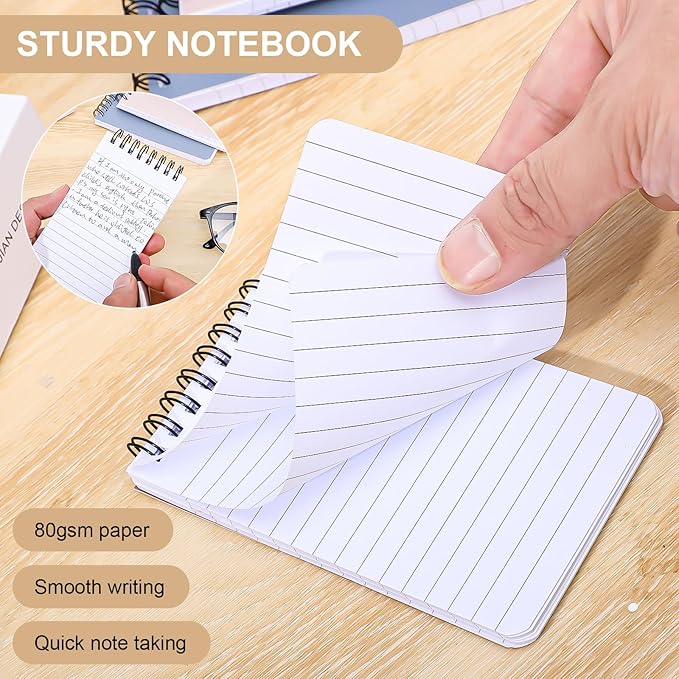 Thboxes 8 Pack Pocket Notebooks, 3 x 5 Spiral Notepads Mini Notebook 60 Sheets/120 Pages Small Notebooks with Lined Pages Memo Pads for Nurse Gifts School College Office