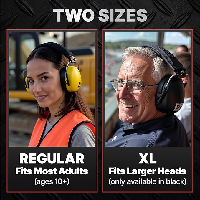 DECIBEL DEFENSE Professional Safety Ear Muffs 37dB NRR - The HIGHEST Rated & MOST COMFORTABLE Ear Protection for Shooting & Industrial Use - THE BEST HEARING PROTECTION...GUARANTEED (SAFETY YELLOW)