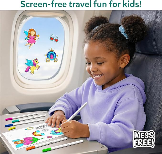 Skillmatics Cling Art – Color Clingz Unicorns & Princesses, 50+ Reusable Static Stickers, Mess-Free Fun for Kids, DIY Craft Kits & Supplies, Travel Toys, Creative Gifts for Kids Ages 3, 4, 5, 6, 7