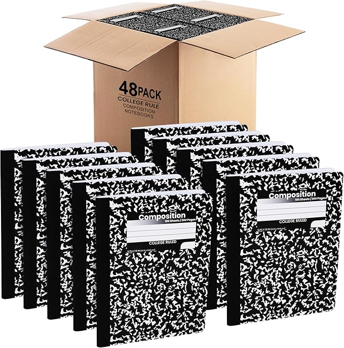 Bulk Composition Notebooks, College Ruled Paper Writing Journals, Marble Cover College Ruled Composition Books, 100 Sheets, School Notebooks, School Supply Notebooks, Student Journal Notebooks Bulk,