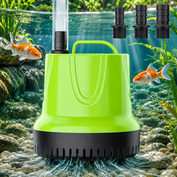 FREESEA Durable Small Pond Pump: 365+ days Continuous Operation | 845GPH 60W Bottom Suction with Epoxy-Sealed Motor & 176℉ Overheat Protection for Pond Circulation Water Change