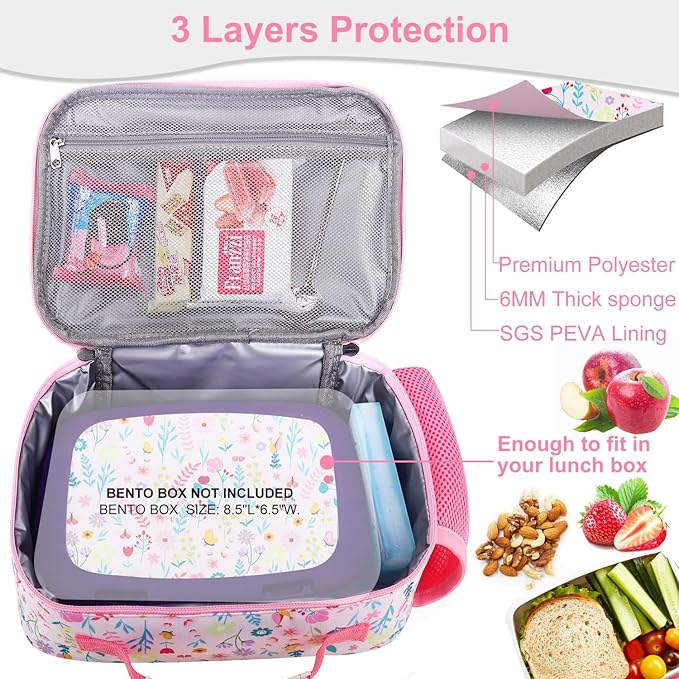 RHCPFOVR Kids Lunch Bag - Insulated Lunch Box for Boys Girls,Washable Lunch Bag and Reusable Toddler Leak-proof Lunchbox for School and Daycare