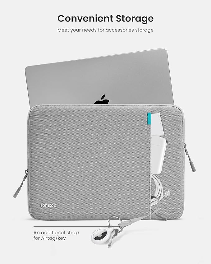 tomtoc 360° Protective Laptop Sleeve for 13-inch New MacBook Air M5/A3449 (2026) M4/A3240, M3/A3113, M2/A2681, M1/A2337, Water-Resistant Computer Case Bag Fits 13" MacBook Neo A18 & MacBook Pro M2/M1
