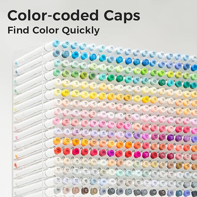 Ohuhu Alcohol Markers Brush and Chisel Tip: 48-Color Double Tipped Art Marker Set for Artist Adults Cozy Coloring Illustrations - Honolulu - Brush and Chisel Dual Tips- Refillable - AP Certificated