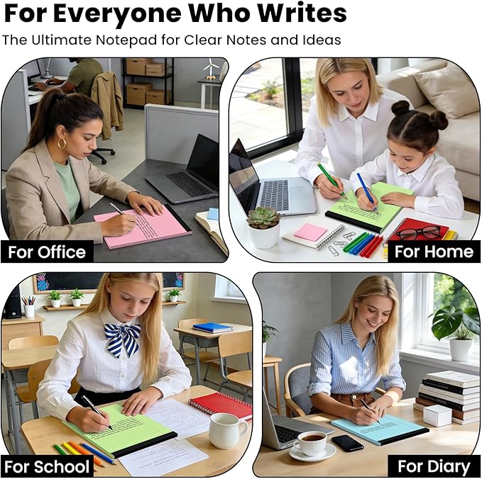 3pcs Legal Pads 8.5 x 11,Notepads 8.5 x 11 Inch, 30 Sheets/Pack, Color Note Pads Clear Print Writing Pads of Paper, Perforate Wide Ruled Lined with Sturdy Back for Office, Business & School Supplies