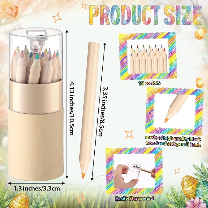 AmazingSpark 432 Pieces 18 Color Mini Drawing Colored Pencils Bulk with Sharpener Portable Color Pencils Set 3.35 Inch in Tube Drawing Pencil for Coloring Sketching Painting Supplies