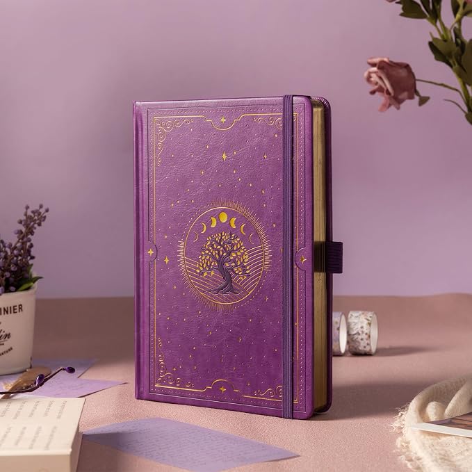 TIEFOSSI Tree of Life Journal, A5 Dotted Journal for Women Men, Dot Aesthetic Notebook with 190 Numbered Pages, Hardcover Vegan Leather Journals with Bookmark, 160 GSM Thick Paper
