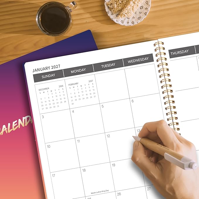 Monthly Planner 2026-2027, 2026 Calendar 18 Months Planner, January 2026 - June 2027, 8.5" x 11", 2026 Academic Calendar Hard PVC Cover with Spiral Bound, Perfect for School & Office for Women & Men