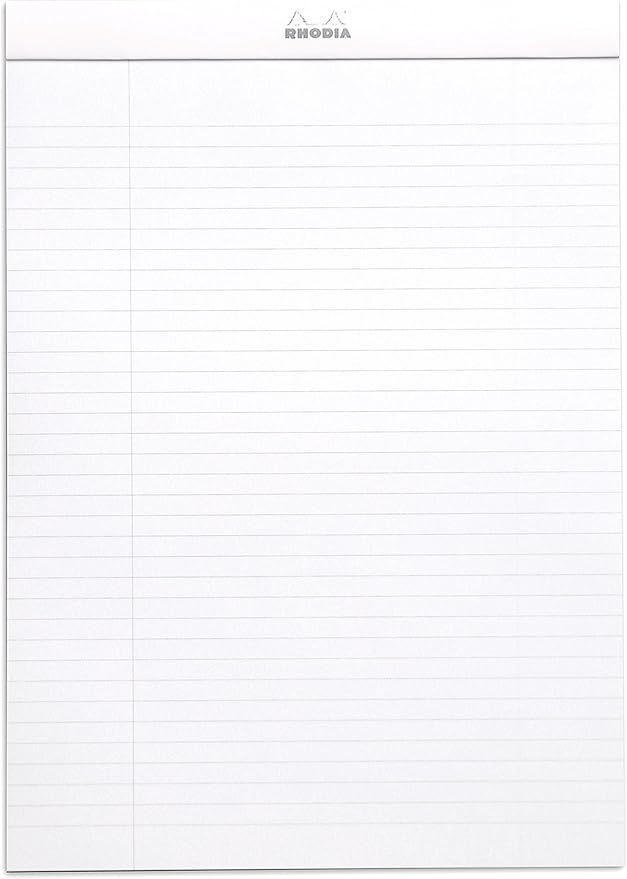 Rhodia Notepad, No18 A4, Lined - White, 8 1/4"" x 11 3/4""" (18601C)