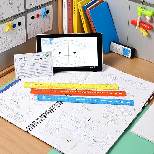 1PC 12 Inch Color Flexible Rulers Kids Soft Bendable Plastic Transparent Rulers Shatterproof Clear Ruler School House and Office, Drafting Tools and Drafting Kits(Random Color)