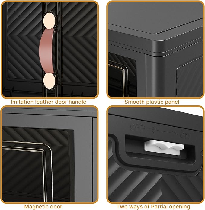 UAMFURI Extra Large Stackable Storage Bins with Lids & Wheels, Foldable Plastic Storage Bins (1, Black, 30"×20"×18",168QT)