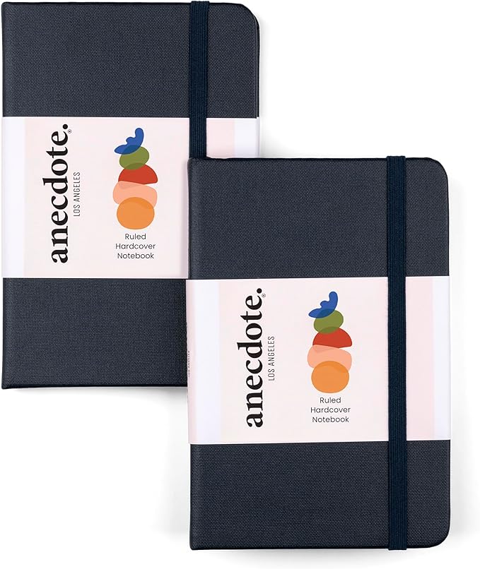 ANECDOTE. Small Journal Notebook for Men & Women, 192 Pages | Thick 80 GSM Lined Paper| Hardcover (5.5"x3.5" Pocket Size) | Daily Journaling Diary for Work, Travel, School & Office Use (Ink Blue)
