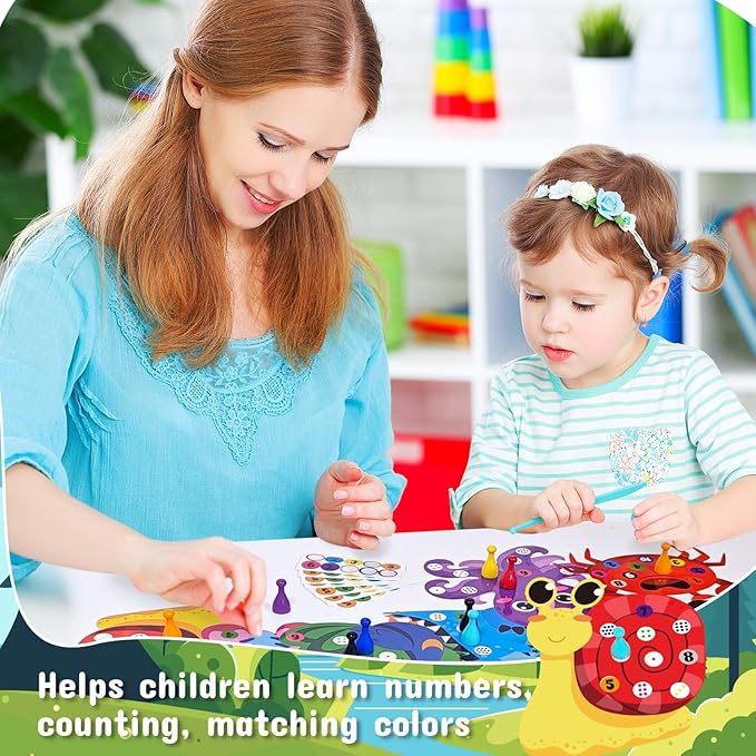 Cinrobiye Numbers Matching & Counting Game – Montessori Educational Learning Manipulative, Animal Number Counting & Color Sorting Board Sets for Preschool Math, Fine Motor Skill Development