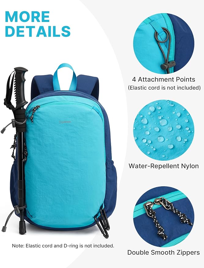 G4Free 15L Hiking Backpack Lightweight Small Daypack for Women Men | Padded Back&Strap, with Chest Strap, for Travel Outdoor Campus, Orange