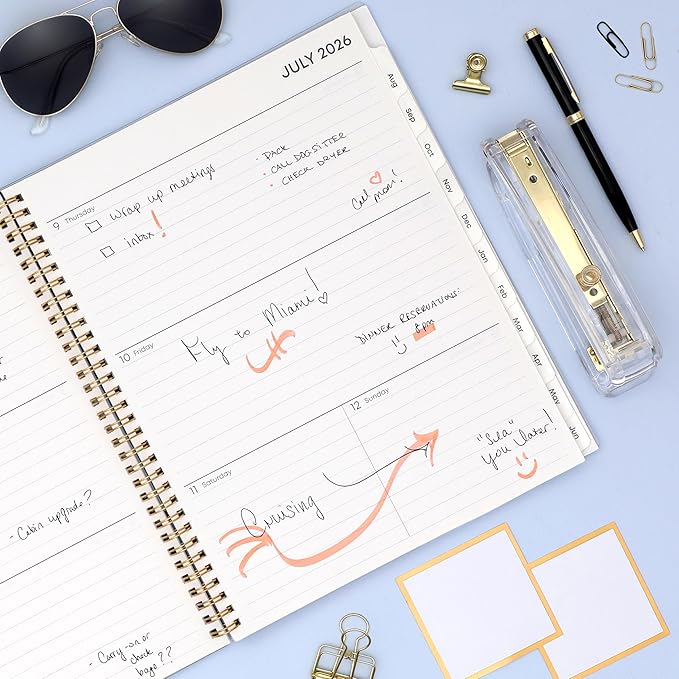 Blue Sky 2026-2027 Weekly and Monthly Academic Year Planner Calendar, July 2026 - June 2027, 8.5" x 11", Flexible Cover, Wirebound, Laminated Tabs, Storage Pocket, Gemma