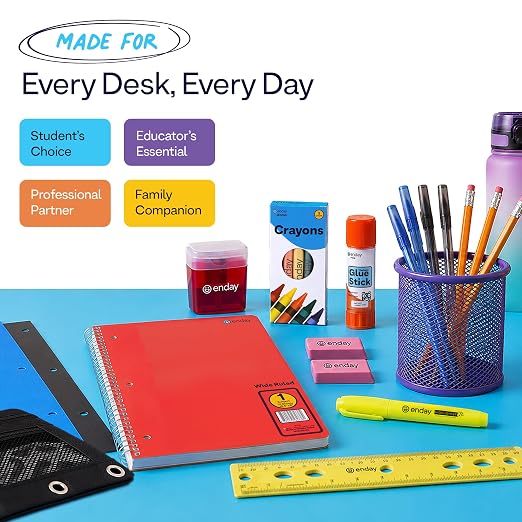24 Pack Bulk School Supplies for Kids | 22 Piece Back to School Supplies in Each Kit, Premium Quality Kids School Supply for Girls & Boys, Kindergarten, Elementary, K-12 - By Enday