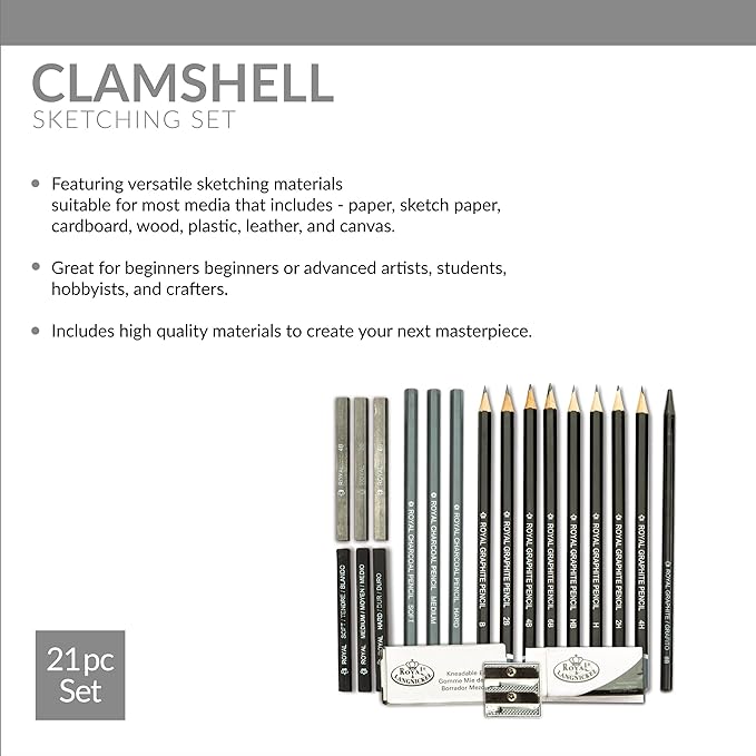 Royal & Langnickel RART-200 Essentials Sketching Pencil Set, 21-Piece
