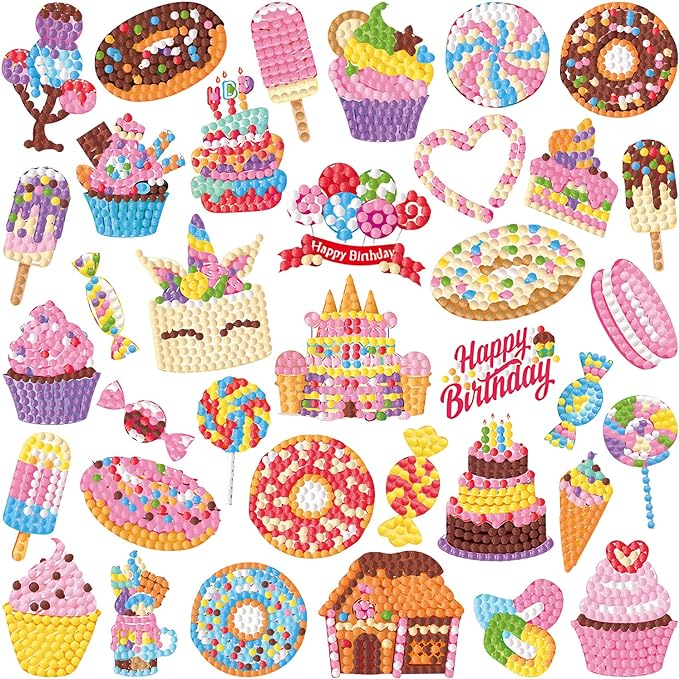 Labeol Diamond Art Kits for Kids Boys and Girls Ages 6-8-10-12 Easy to DIY Creative Diamond Art Sticker Craft by Numbers Kits for Kids and Adult Beginners (Sweet)