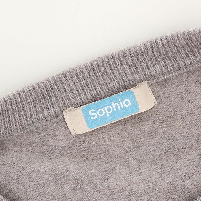 TeddyLabels - Clothing Labels for Nursing Home (120) – Self-Adhesive Name Tags for Clothes and Personal Items. Personalized Labels for Daycare, Nursing Homes, and Laundry Use - Blue