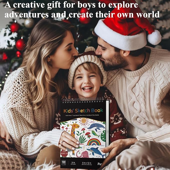 Sketch Book for Kids, 9" x 12" Kid Sketchbook, 100 Sheets (73lb/120gsm) Thick Drawing Paper for Kids, Spiral Sketch Pad for Kid, Easter Basket Stuffers.