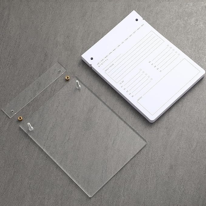 Affrolling Acrylic to Do List Acrylic Drafters Tablet Planner with 100 Sheets Daily Binder Pad Desk Accessories Notepad Supplies - 6.3 W x 8.46 H for Office Home Desk Accessory