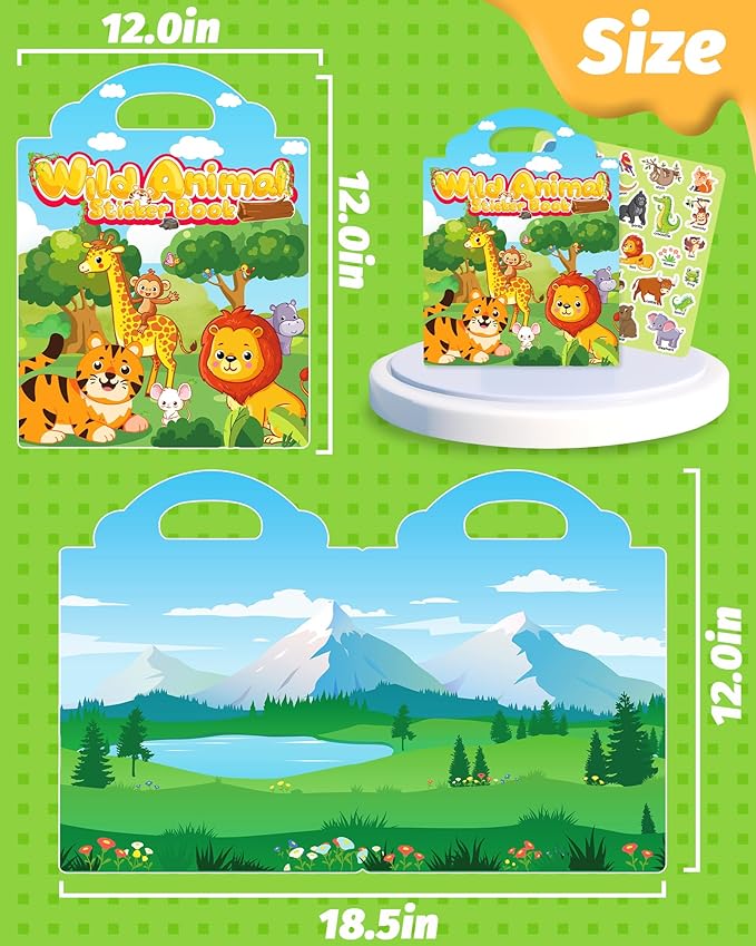 Walenced Reusable Sticker Book for Toddlers, Travel Stickers for Kids, Toddler Craft Activities Toys, Birthday Gifts for Boys & Girls