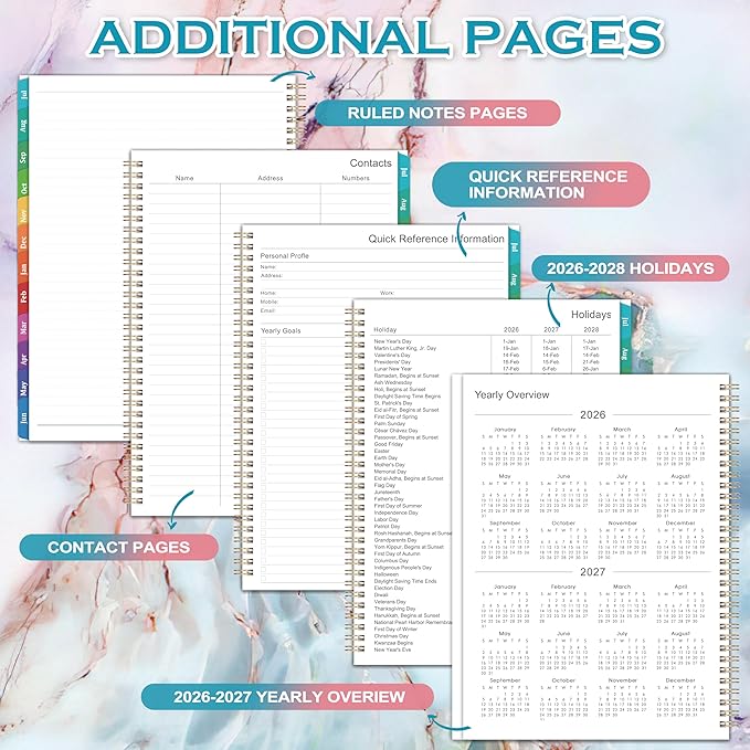 2026-2027 Planner - Academic Planner Weekly and Monthly, 2026-2027 Planners 8.5''x11'', Weekly Monthly Planners with Colorful Tabs, Inner Pocket