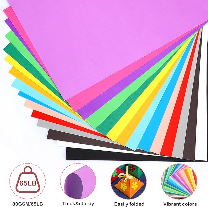 50 Sheets Colored Cardstock Assorted Colors Construction Paper 180gsm/65lb Card Stock for Printing, Card Making, DIY Craft Supplies (25 Colors, 8.5×11")