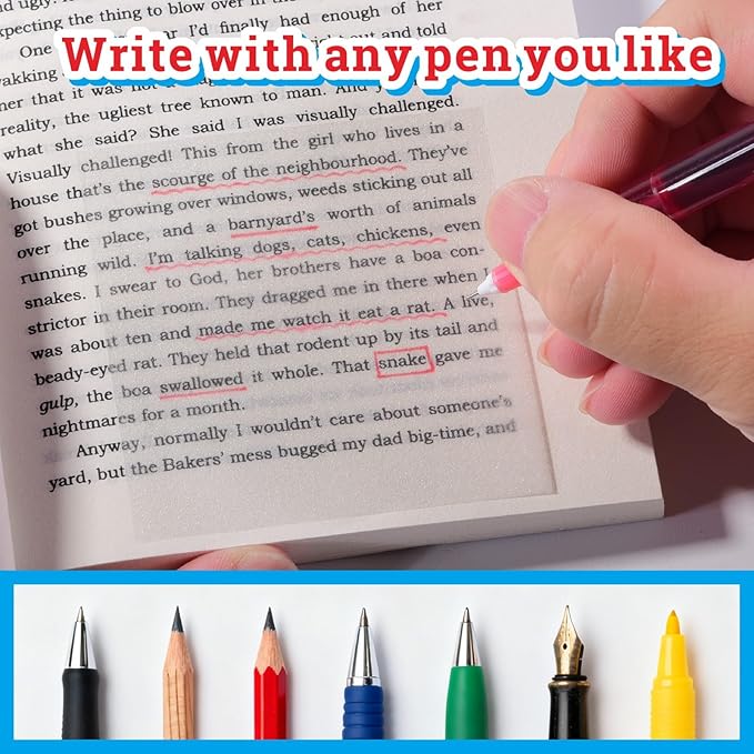 Gel Pen Friendly Multi-Size Transparent Sticky Notes - Translucent Matte Clear Pads for Bibles & Books, 3x2/3x3/3x4 in, 3 Pads 150 Sheets, Quick Dry Smudge-Free Tabs