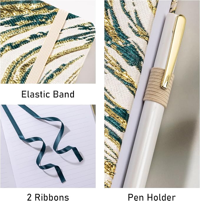 MGGAO Lined Journal Notebook, A5 Fabric Journal for Women Men