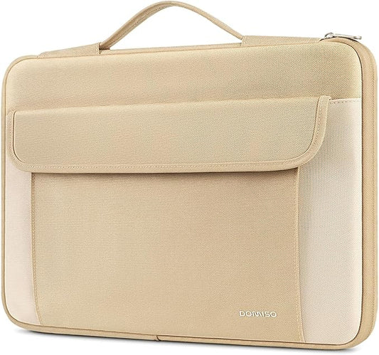 DOMISO 17-17.3 Inch Laptop Sleeve Case,Water-resistant Laptop Protective Case for Dell, HP, Lenovo, Asus, Acer, Alienware,Beige